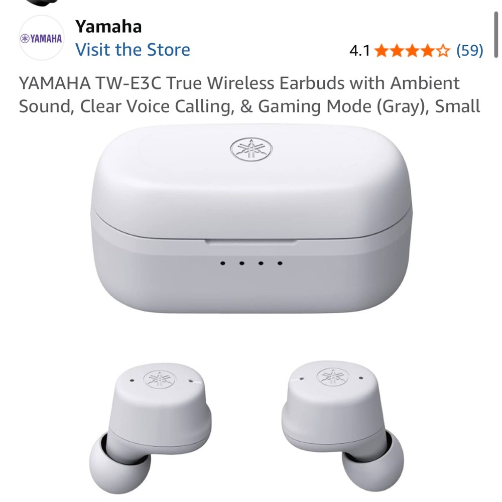 Yamaha TW-E3C True Wireless Earbuds - Gray